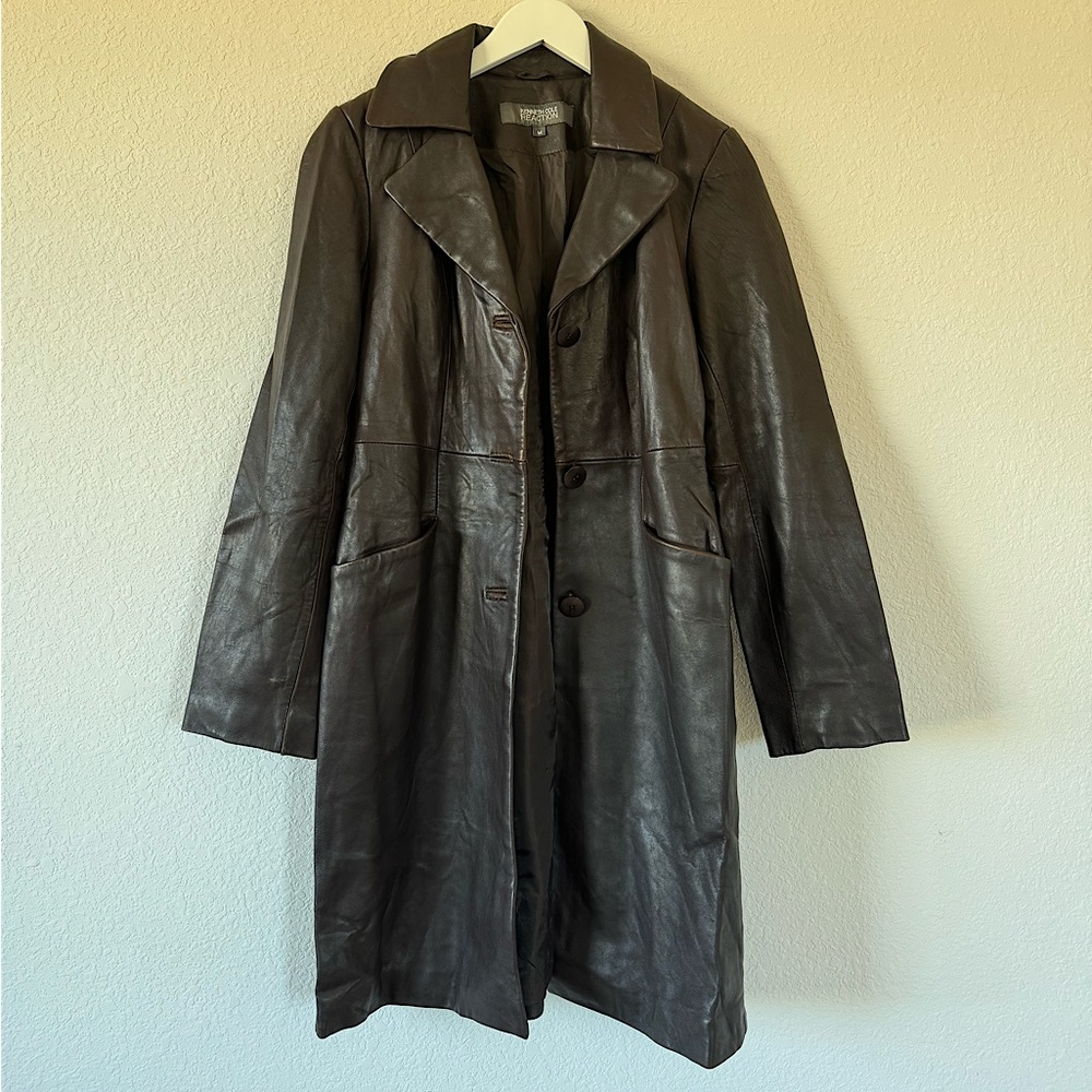 Kenneth Cole Reaction brown leather coat size M